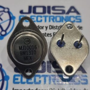 MJ10016 MJ10016 ; Tipo de transistor. NPN - Darlington ; Corriente - Colector (Ic) (Máx.) 50 A ; Voltaje - Ruptura de emisor colector (Máx.) 500 V ; Vce de saturación (máx.)