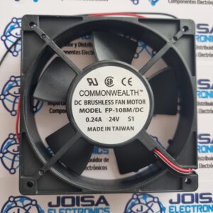 FP-108M FP-108M/DC Ventilador Axial 120x120x38mm, 24VDC, 2 cables · FABRICANTE: Commonwealth Industrial · PART# Model:FP-108M/DC 24VDC