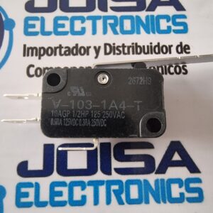 Microconmutador SNAP ACTION; con palanca; SPDT; 10A/250VAC; IP40 · Denominación de fabricante: V-103-1A4 -T