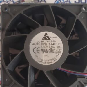 PFB1224UHE PFB1224UHE-R00 · Voltaje: 24V · Corriente: 2.40A · Velocidad: 5500 RPM · Presión: 253 CFM (7.2 m3/min) · Dimensiones del tamaño: 120 x 120 x 38 ...
