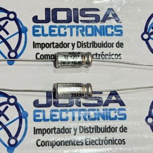 TE1207 TE1207 TE1207-E3 Vishay / Sprague Capacitores electrolíticos de aluminio - plomo axial 25uF 25V CASE=CB La serie TE presenta un rendimiento fiable probado en aplicaciones industriales y equipos electrónicos con circuitos de transistor o tubos de electrones y comercializa JOISA ELECTRONICS SAC