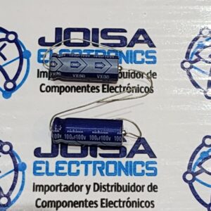 VX-100uF/100V Electrolítico axial NICHICON VX 100uF 100V // Ø= 10mm L=26mm 85ºC. (Capacitancia: 100uF, Voltaje: 100V) MARCA NICHICON Y COMERCIALIZADO EN JOISA ELECTRONICS SAC