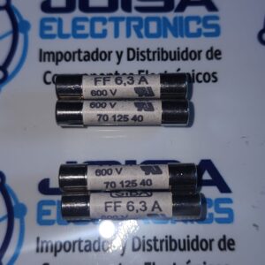 7012540.6.3 FUSIBLE CARTUCHO ULTRARTAPIDO 6.3A, 6X32mm, de cerámica, 600VAC FF6.3A 6X32MM MARCA SIBA SIBA (6.3AMP. 600VOLT. 6.3 x 32MM) I COMERCIALIZADO POR JOISA ELECTRONICS SAC