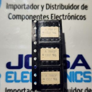 A7860P El Optoacoplador o modulador ópticamente aislado HCPL-7860/HCPL-786J y el IC de interfaz digital HCPL-0872 o filtro digital juntos forman un módulo analógico programable aislado de dos chips y distribuido por JOISA ELECTRONICS SAC