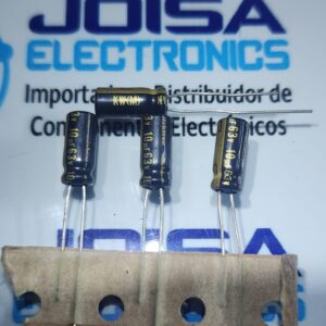 UFW1J100MDD 10UF 63V Condensadores electrolíticos de aluminio - Con terminales radiales, 63 voltios, 10 µF, 20 %. Ciclo de vida: Fin de vida útil: Obsoletos y descontinuados DISTRIBUIDO POR JOISA ELECTROLITICOS LIMA PERU