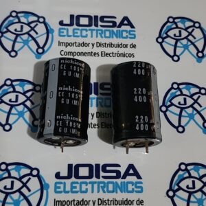 LGG2G221MELA30 Condensador electrolítico Nichicon serie GG, 220μF, ±20%, 400V dc, de encaje a presión, 25 (Dia.) x 30mm, paso 10mm LGG2G221MELA30 Condensadores Y DISTRIBUIDO POR JOISA ELECTRONICS SAC EN LIMA PERU