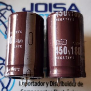 EKMQ451VSN181MQ40S-180X450V Condensadores electrolíticos de aluminio tipo snap-in de 105 ℃ Serie KMQ EKMQ451VSN181MQ40S ; 180 µF · -20～20%(M) / 20 ℃, 120 Hz · mΩ · mΩ · 25,4 mm DISTRIBUIDO POR JOISA ELECTRONICS SAC PROVEEDOR LIMA PERU