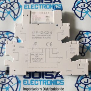 41f1zc24 base de rele Descripción, símbolos del producto. Zócalo; PIN: 5; 6A; 250VAC; para raíl DIN; agarres de tornillo. Denominación de fabricante: 41F-1Z-C2-3 COMERCIALIZADO POR JOISA ELECTRONICS SAC LIMA PERU