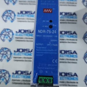 NDR-75-24 FUENTE DE ALIMENTACION NDR-75-24.Fuente de alimentación conmutada. Formato para montar sobre carril din, tamaño compacto. Rango de entrada universal 90-264Vca 47-63Hz. COMERCIALIZADO POR JOISA ELECTRONICS SAC LIMA PERU