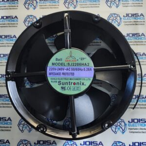 SJ2206HA2 El AXIAL SJ2206HA2 es un ventilador de refrigeración para gabinete de 2 hilos, con unas dimensiones de 200 x 200 x 60 mm . Disipa el calor eficientemente al funcionar a 220-240 V con una corriente de 0,28AMP COMERCIALIZADO POR JOISA ELECTRONICS SAC LIMA PERU