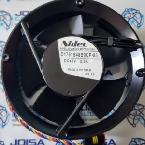D171S48B9CP-83 El Nidec D1751S48B9CP-83 es un ventilador de refrigeración industrial de alta eficiencia, diseñado por Nidec, con un tamaño de 172x150x51 mm, que opera a 48V CC y 2.3A, ideal para servidores y servomotores gracias a su gran durabilidad y bajo ruido, proporcionando una refrigeración potente y comercializado por JOISA ELECTRONICS SAC proveedor LIMA PERU