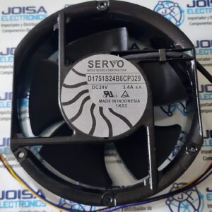 D1751S24B8CP329 El Nidec D1751S24B8CP329 es un ventilador axial de CC de alto rendimiento (172x51 mm) que funciona a 24VDC y 3.4A, diseñado para refrigeración industrial. Cuenta con marco de metal, aspas de plástico, y 4 cables, ideal para disipar calor en inversores, servos y equipos electrónicos exigentes y comercializado por JOISA ELECTRONICS SAC PROVEEDOR LIMA PERU