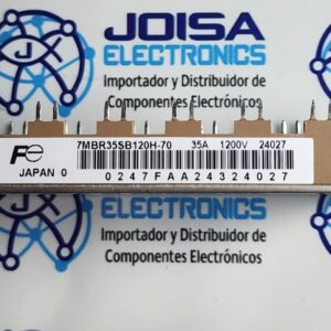 7MBR35SB120H-70 7MBR35SB120H-70 Fuji Electric 7MBR35SB120H-70 es unMódulo IGBT (transistor bipolar de puerta aislada) de la serie S, clasificado para 1200 V y 35 ASe utiliza comúnmente en aplicaciones industriales como inversores para accionamientos de motores y sistemas de alimentación ininterrumpida Y SE COMERCIALIZA EN JOISA ELECTRONICS SAC PROVEEDOR LIMA PERU