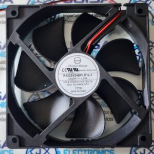 R1225Y24BPL1s-7 El ventilador Pelko Motors R1225Y24BPLP1S-7 es un ventilador axial de 24 VDC y dimensiones 120x120x25 mm, diseñado para aplicaciones de refrigeración industrial y electrónica. Cuenta con rodamientos de bolas para una mayor durabilidad y comercializado por JOISA ELECTRONICS SAC PROVEEDOR LIMA PERU