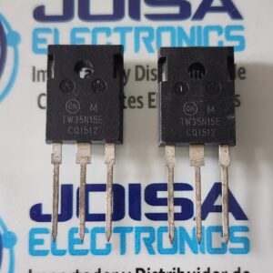 El MTW35N15E es un MOSFET de potencia de canal N de alto rendimiento, fabricado por ON Semiconductor (anteriormente Motorola), diseñado para conmutación rápida y bajas pérdidas. Cuenta con una capacidad nominal de 35 amperios, 150 voltios y una resistencia en estado de conducción ( ) de , empaquetado en TO-247, ideal para aplicaciones automotrices Y COMERCIALIZADO POR JOISA ELECTRONICS SAC PROVEEDOR LIMA PERU