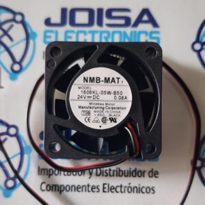 El 1606KL-05W-B50 es un ventilador axial de corriente continua (DC) fabricado por NMB Technologies (MinebeaMitsumi). Se utiliza comúnmente para enfriamiento en equipos industriales, inversores y sistemas CNC de Fanuc 40X40X15MM 24V Y COMERCIALIZADO POR JOISA ELECTRONICS SAC PROVEEDOR LIMA PERU