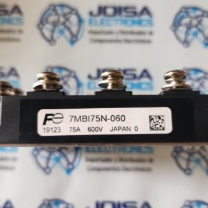 7MBI75N-060 El 7MBI75N-060 es un módulo IGBT (Transistor Bipolar de Puerta Aislada) fabricado por Fuji Electric. Está diseñado para aplicaciones de control de potencia, como inversores de motores, servoaccionamientos y sistemas de alimentación ininterrumpida Y COMERCIALIZADO POR JOISA ELECTRONICS SAC PROVEEDOR LIMA PERU