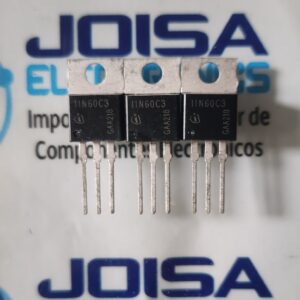 11N60C3 11N60C3 (también conocido como SPP11N60C3 o SPA11N60C3 )es un transistor MOSFET de canal N, Infineon Technologies . Pertenece a la familia CoolMOSTM C3 , conocida por su alta eficiencia (funciona bien) COMERCIALIZADO POR JOISA ELECTRONICS SAC PROVEEDOR LIMA PERU