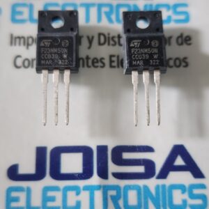 F23NM50N El F23NM50N (a menudo listado como STF23NM50N ) es unMOSFET de potencia MDmesh II de canal NFabricado por STMicroelectronics . Está diseñado para la conmutación de alta eficiencia en aplicaciones como fuentes de alimentación y controles de motores y se comercializa en JOISA ELECTRONICS SAC proveedor lima