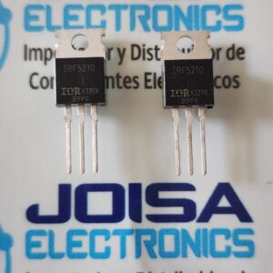 IRF5210 El IRF5210 es un MOSFET de potencia HEXFET de canal PEstá diseñado para aplicaciones de alta potencia. Este transistor destaca por su resistencia de encendido extremadamente baja y su rápida capacidad de conmutación COMERCIALIZADO POR JOISA ELECTRONICS SAC PROVEEDOR LIMA PERU
