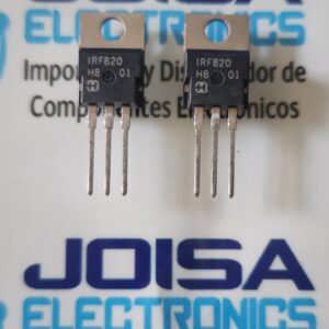 IRF820 El IRF820 es un MOSFET de potencia de canal N diseñado para aplicaciones de alta velocidad y alto voltaje. Es ampliamente utilizado en fuentes de alimentación conmutadas (SMPS), controladores de motores y convertidores de corriente Y SE COMERCIALIZA POR JOISA ELECTRONICS SAC PROVEEDOR LIMA PERU