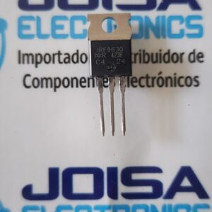 IRF9630 El IRF9630 es un MOSFET de potencia de canal P de -200V y 6.5A, diseñado para conmutación rápida en fuentes de alimentación, convertidores y control de motores. Ofrece baja resistencia en conducción ( ) y alta resistencia térmica, encapsulado en TO-220AB, ideal para aplicaciones industriales de hasta 50W COMERCIALIZADO POR JOISA ELECTRONICS SAC PROVEEDOR LIMA PERU