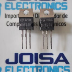 IRFZ20 El IRFZ20 es un transistor de potencia de tipo MOSFET de canal N diseñado para conmutación rápida y aplicaciones de baja resistencia, comúnmente utilizado en fuentes de alimentación, control de motores e inversores Y SE COMERCIALIZA EN JOISA ELECTRONICS SAC PROVEEDOR LIMA PERU