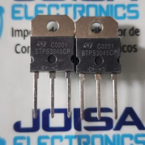 STPS3045CP El STPS3045CP es un rectificador Schottky doble de potencia fabricado por STMicroelectronics. Es prácticamente idéntico en rendimiento eléctrico al STPS3045CW, pero se diferencia principalmente en su encapsulado físico y estado de disponibilidad COMERCIALIZADO POR JOISA ELECTRONICS SAC PROVEEDOR LIMA PERU