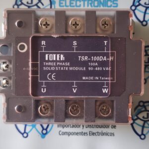 El TSR-100DA-H Es un relé de estado sólido (SSR) trifásico fabricado principalmente por la marca Fotek.. . . . Este dispositivo utiliza la creación de pequeños cables (CC) para generar un alto consumo de corriente (CA) en bobinas y fogatas de calefacción y se comercializa en JOISA ELECTRONICS SAC PROVEEDOR LIMA PERU