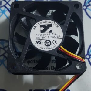 FD0560-A1171A El FD0560-A1171A es un ventilador de refrigeración compacto de corriente continua (DC) fabricado comúnmente bajo la marca ARX Cera, utilizado principalmente en equipos informáticos, fuentes de alimentación y tarjetas de video Y SE COMERCIALIZA POR JOISA ELECTRONICS SAC PROVEEDOR LIMA PERU