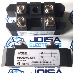 MDQ100A1200 MDQ100A1200 El MDQ100A1200V es un módulo rectificador de diodos monofásico(Módulo rectificador de puente monofásico). Este generador se utiliza para convertir corriente alterna (CA) en corriente continua (CC). 100A 1200V Y SE COMERCIALIZA POR JOISA ELECTRONICS SAC PROVEDOR LIMA PERU