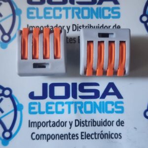 PCT-214 El PCT-214 (equivalente al tipo Wago 222-414) es un conector eléctrico de empalme rápido de 4 vías diseñado para unir cables de forma segura, rápida y sin herramientas y se comercializa EN JOISA ELECTRONICS SAC PROVEEDOR LIMA PERU