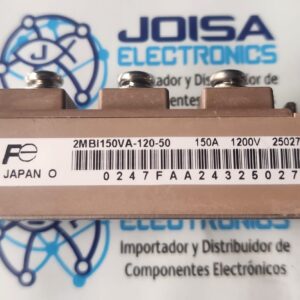 2MBI150VA-120-50 El 2MBI150VA-120-50 es un módulo semiconductor IGBT dual (tipo 2 en 1 / medio puente) de alto rendimiento fabricado por Fuji Electric. Pertenece a la serie V de la marca y está diseñado para aplicaciones industriales de conmutación de alta velocidad y gran potencia. y se comercializa en JOISA ELECTRONICS SAC PROVEEDOR LIMA PERU