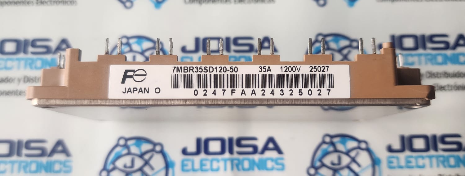 7MBR35SD120-50 El 7MBR35SD120-50 Es un módulo IGBT (Módulo Integrado de Potencia o PIM) fabricado por la marca Fuji Electric (de la serie S).. . . . Este producto se utiliza por separado en transformadores motorizados (inversores), amplificadores de servocontrol hwan y UPS (Sistema de Alimentación Ininterrumpida). y se comercializa en JOISA ELECTRONICS SAC PROVEEDOR LIMA PERU
