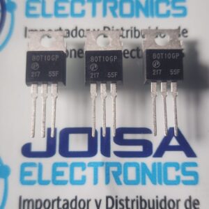 80T10GP El 80T10GP (comúnmente registrado como AP80T10GP) es un transistor de potencia de tipo MOSFET de canal N, diseñado principalmente para aplicaciones de conmutación rápida y alta eficiencia en circuitos electrónicos. Su fabricante principal es Advanced Power Electronics Corp. (APEC) y se comercializa en JOISA ELECTRONICS SAC PROVEEDOR LIMA PERU