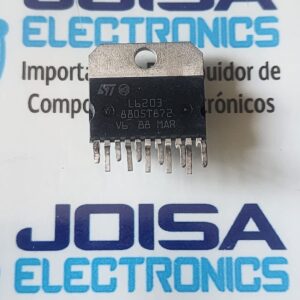 L6203 L6203 El L6203 es unControlador de motor de puente completo DMOS de alto rendimiento fabricado por STMicroelectronics.Está construido utilizando la tecnología Multipower-BCD, que integra transistores de potencia DMOS aislados, circuitos CMOS y bipolares en un solo chip para optimizar la lógica y la eficiencia energética y se comercializa en JOISA ELECTRONICS SAC PROVEEDOR LIMA PERU