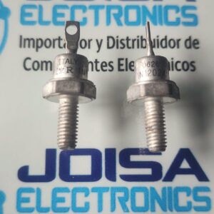 1N1202A 12A 200V El 1N1202A es un diodo rectificador de silicio de media potencia diseñado principalmente para aplicaciones de rectificación general en fuentes de alimentación y control de energía. Su característica física más distintiva es su encapsulado metálico tipo perno (stud mount) con rosca, diseñado para ser atornillado directamente a un disipador de calor. y se comercializa en JOISA ELECTRONICS SAC PROVEEDOR LIMA PERU